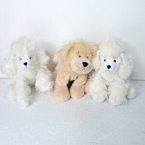 Lot of 3 Ganz White Poodle Puppy Dogs Brown Soft Plush Stuffed Animals Toys